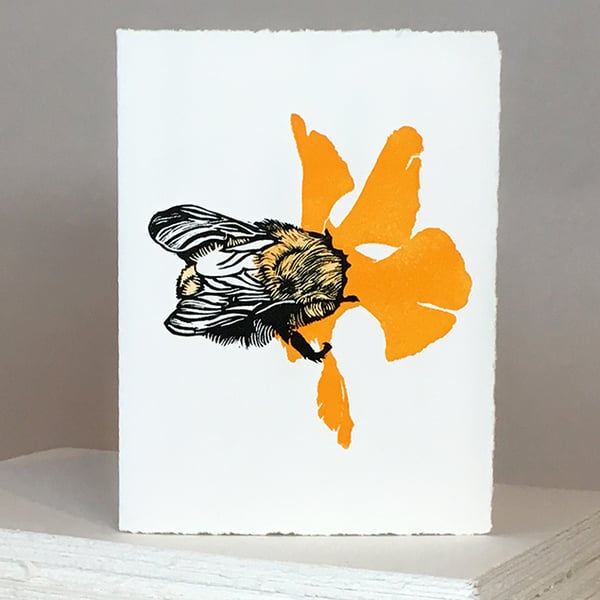 'Wheal Margery Bee' - Yellow Flower - Greetings Card