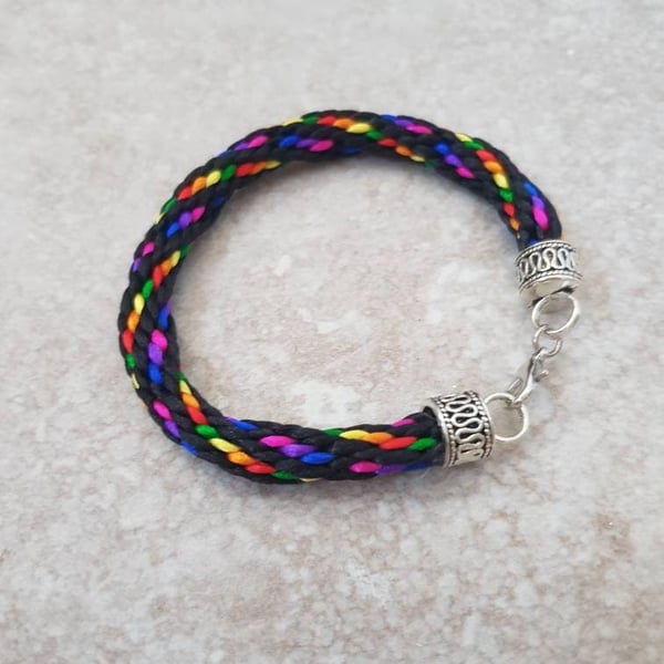 Black rainbow bracelet, boho gifts, Pride Bracelets for men or women, discreet b