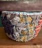 Storage Decorative Bowl, Hand Stitched in Oak Leaf Shaped Tweeds & other fabrics - Image 3