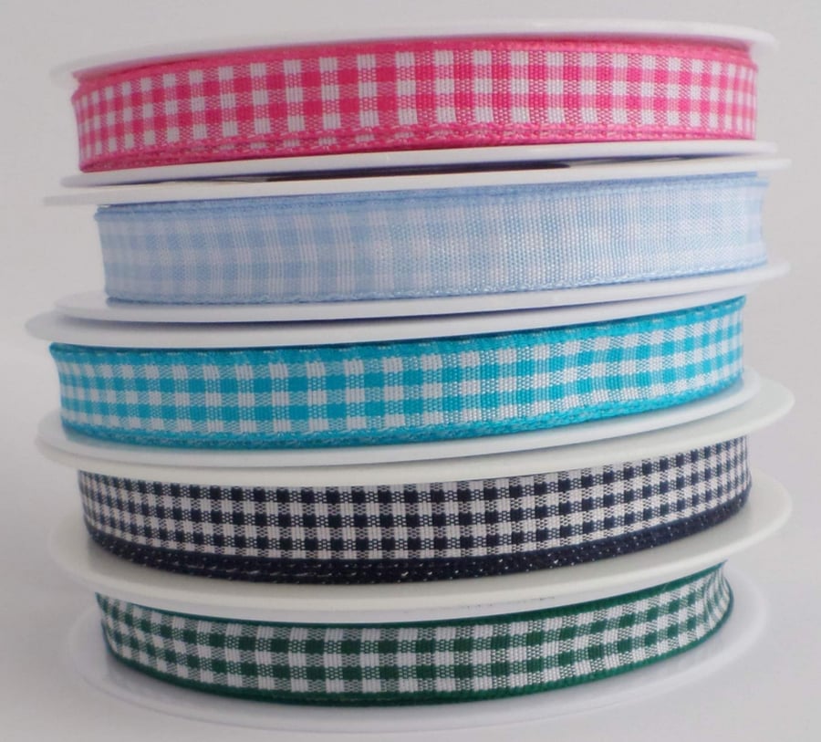 Gingham check polyester school uniform ribbon x 4 metres 
