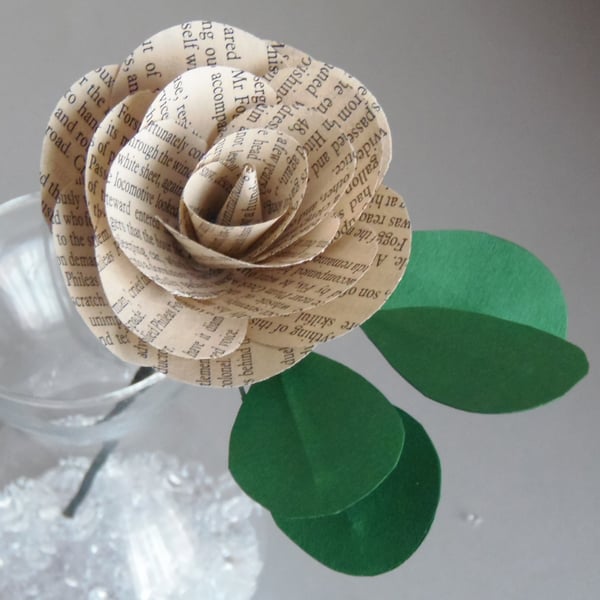 JULES VERNE Single Stem Book Page Rose Book Lover Gift Idea