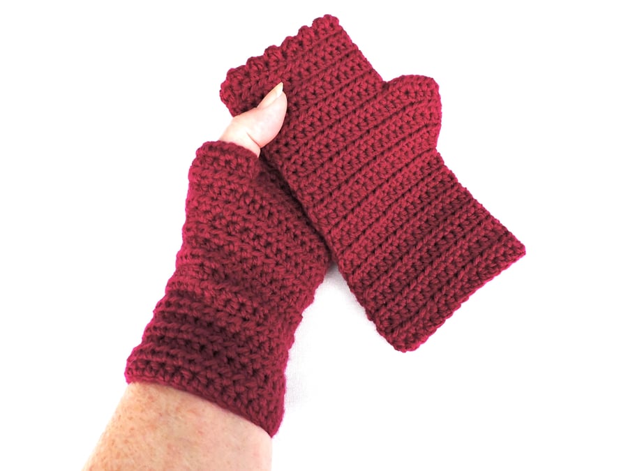   Sale  Fingerless Mittens Crocheted in Raspberry Pink