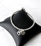 Sterling Silver Paw and Personalised Heart Charm Bead Bracelet, Adjustable  - Image 2