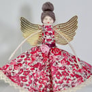 Liberty London 'Emma & Georgina' Fabric Handmade Peg Doll (Brown hair)