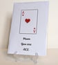 "Mum You are ace" greetings card with red heart button on an Ace playing card - Image 1
