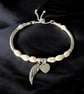 Angel Wing Heart Charm Pearl Bracelet,  Sterling Silver Adjustable Bracelet - Image 9