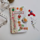 Sewing needle case with Liberty lawn Ianthe and reclaimed embroidery 