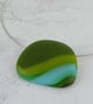 Green Fused Glass Pendant on Choker Necklace