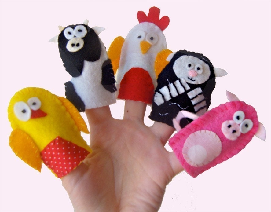 Farm Animals Finger Puppets, Christmas Stocking Filler, Baby Gift, Baby Toys