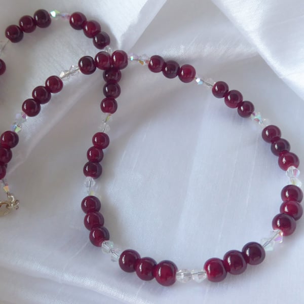 Add some sparkle with this beautiful handmade Cranberry Ice Necklace