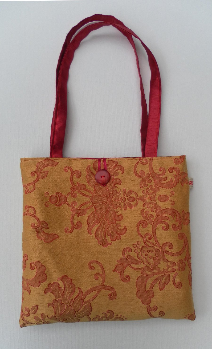 Handbag, Deep Red, Gold Reversible