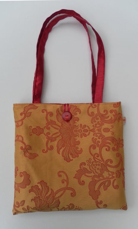 Handbag, Deep Red, Gold Reversible