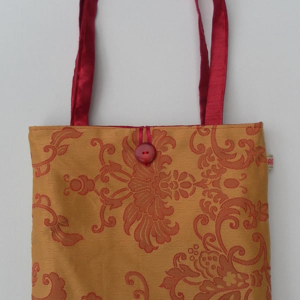 Handbag, Deep Red, Gold Reversible