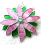 Pink Flower Stained Glass Suncatcher Green Bright - Image 4