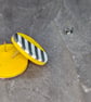 Modern mustard and stripe polymer clay stud earrings - Image 4