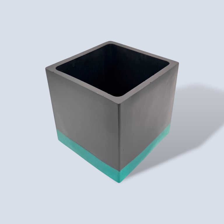 Black and green square planter 10 cm indoor plant pot gift for plant lovers