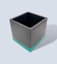 Black and green square planter 10 cm indoor plant pot gift for plant lovers