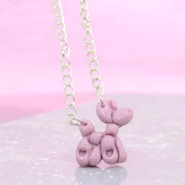 Balloon Dog Necklace Polymer Clay Retro Jewellery Gift For Her