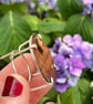 Patinated copper, brass and sterling silver brooch.  - Image 2