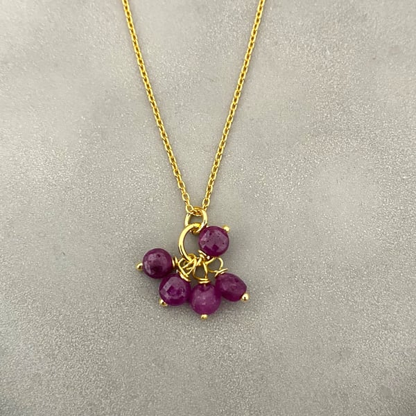 Ruby Cluster Gold Vermeil Necklace