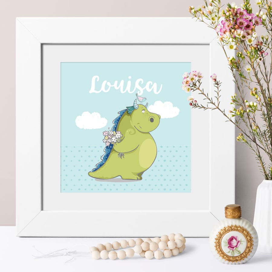 Dragon Personalised Fairy Tale Print, personalised little girl gift