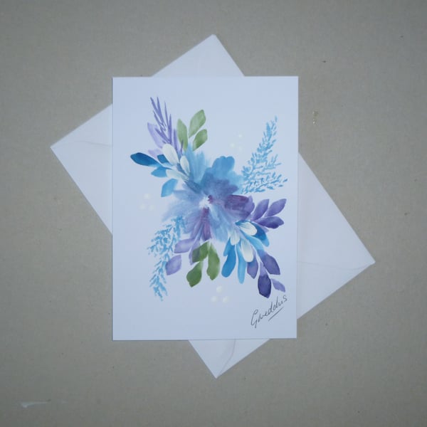 original hand painted floral greetings card ( ref FA 631 D3 )