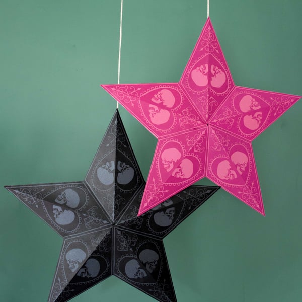 3D Hand printed Paper Star  with skulls Decoration 