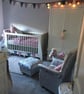 Silver Grey Velvet Chair Adult Armchair & Footstool Nursery Accent Pouffe Small - Image 2