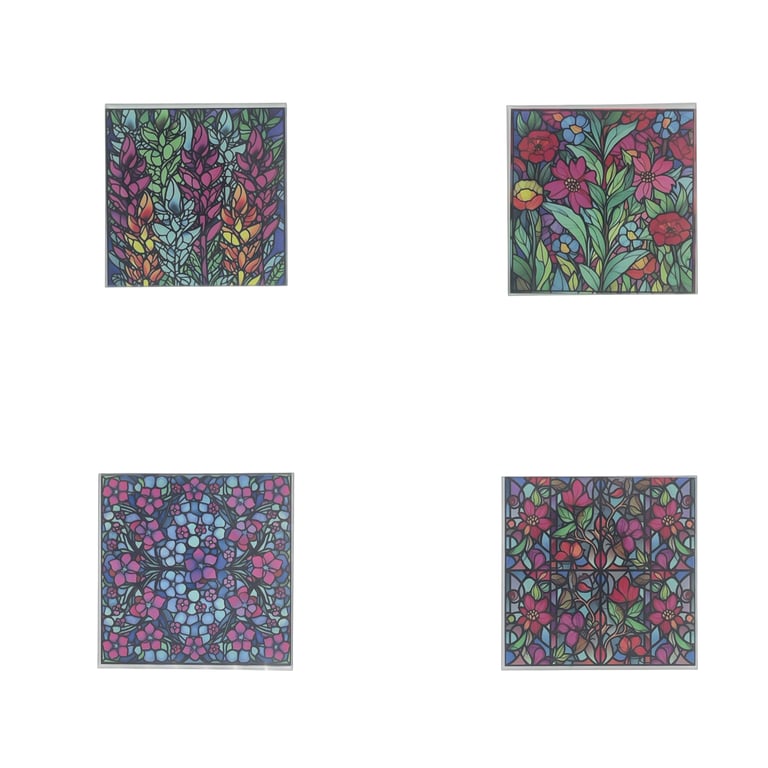 Colourful Botanical Floral Glass Coaster Set