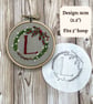 Personalised Christmas decoration. Custom initial on embroidery wreath sticker - Image 3