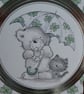 Good Luck Card - Four Leaf Clover Bear and Cat - Image 2