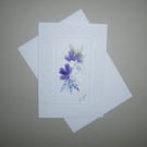 hand painted floral greetings card ( ref FA 603  A7 )