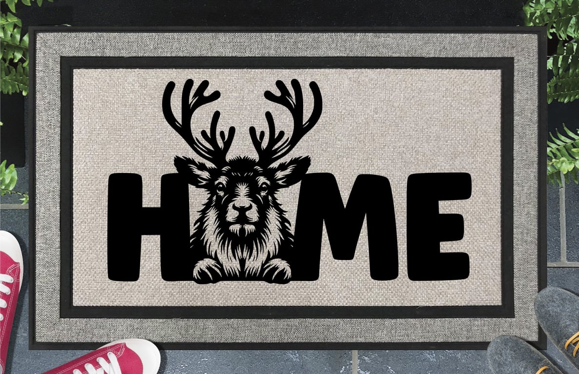 Reindeer Home Door Mat No.2 - All Weather - Reindeer Welcome Mat - 45x70cm 