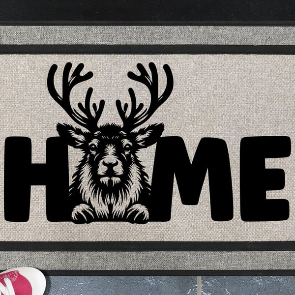 Reindeer Home Door Mat No.2 - All Weather - Reindeer Welcome Mat - 45x70cm 