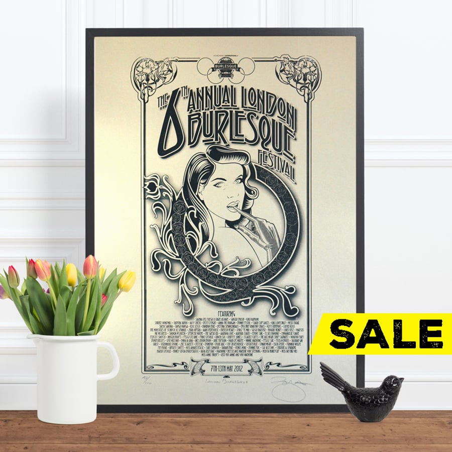 London 2012 Burlesque Festival Limited Edition Screen Printed Poster
