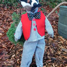 Brock The Badger - Felt and fabric handmade animal doll