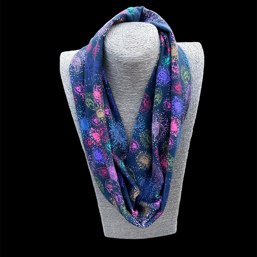 Navy stretchy jersey cotton Infinity Scarf