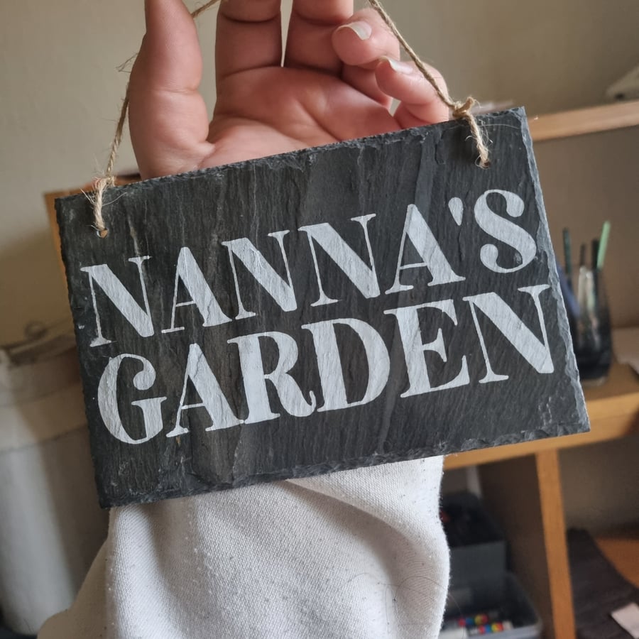 Hand Painted Reclaimed Slate Sign - Nanna's Garden