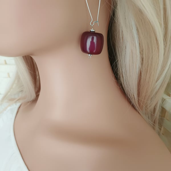 Chunky Purple bead earrings 