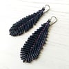 Fabulous Feather Earrings in Dark Purple, Plum and Navy