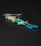 Blue green gemstone sterling silver drop earrings 