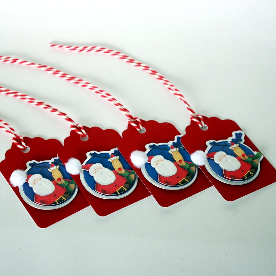 Santa and Rudolph Christmas gift tags
