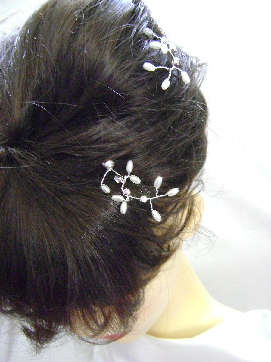 Birdsong - Pearl & Diamante Bridal Hairpin