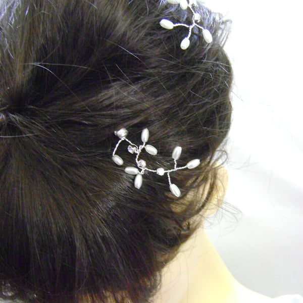 Birdsong - Pearl & Diamante Bridal Hairpin