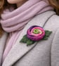 Handmade Felted Wool Flower Brooch - Image 3