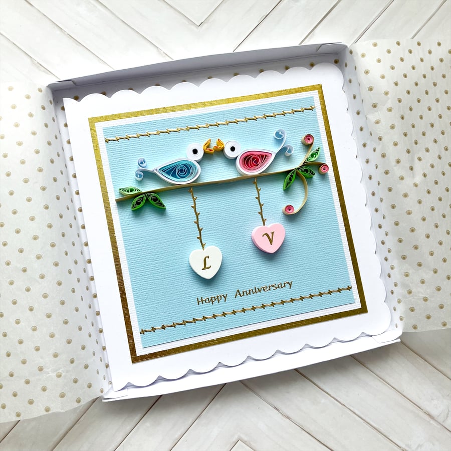 Personalised anniversary card - boxed card option