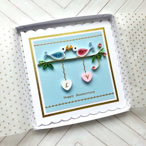 Personalised anniversary card - boxed card option