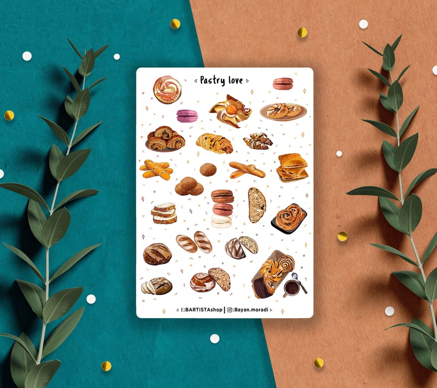 Pastry love stickers, Planner sticker sheet, Bullet journal stickers, Pastry
