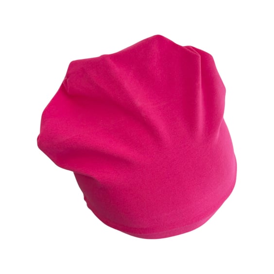 Lightweight Cotton Beanie Hat, Fuchsia Pink Beanie, Chemo Headwear