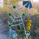 Fused glass meadow flowers hanging decoration 